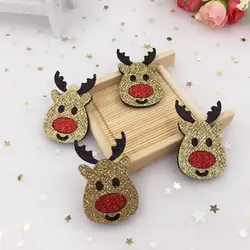 New 10pcs 26*43mm Felt Fabric Paillette Christmas Deer Appliques Wedding DIY Patches Art A394