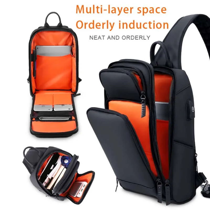 OUTWALK Crossbody Bags for Men Messenger Chest Bag Pack Casual Bag Waterproof Nylon Single Shoulder Strap Pack 2019 New Fashion