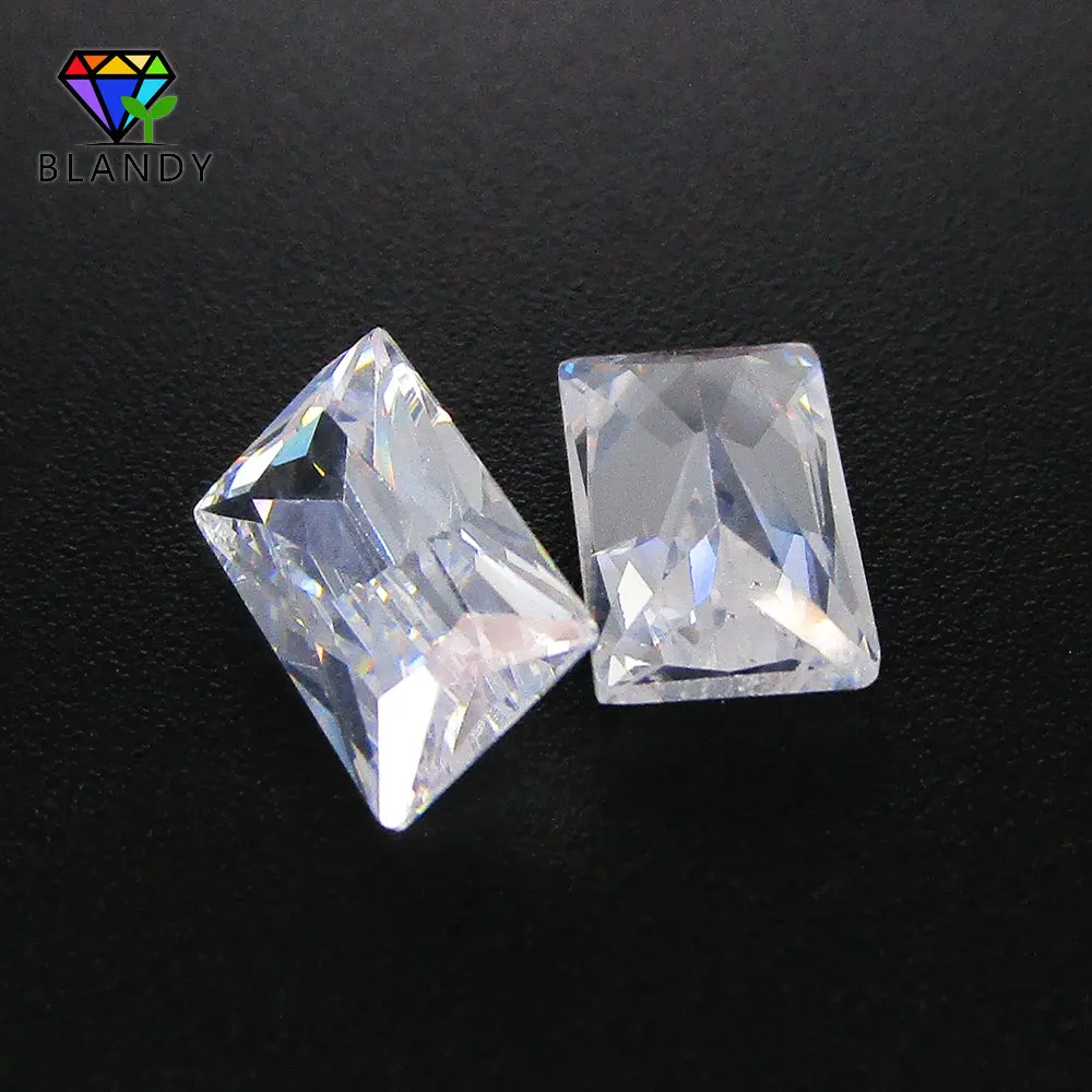 White Cubic Zirconia 2x3mm~13x18mm 5A Rectangle Shape Machine Cut Loose CZ Stone Synthetic Gems For Jewelry