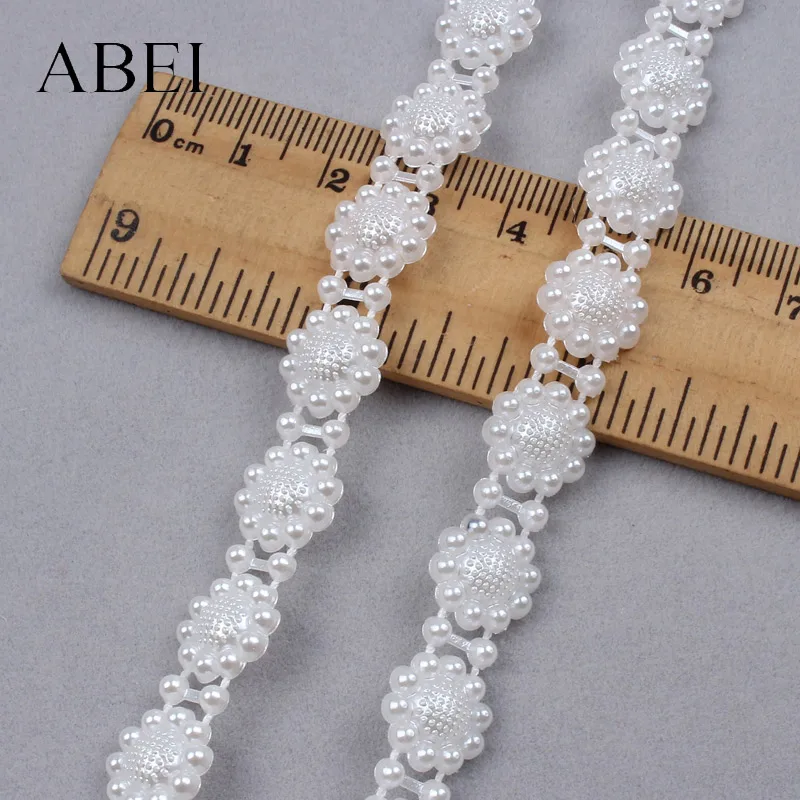 2yards 10mm Beaded Lace Ribbon For Wedding Party handicrafts DIY Sewing Garments Accessories Jewelry Ornaments Wholesale