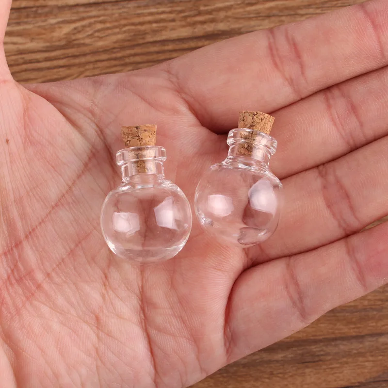 50pcs Transparent Ball Glass Bottle Jars Vials Wishing Bottle Cute Art Bottles with Corks Stopper DIY craft gift