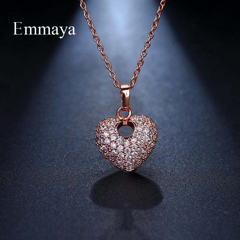 Emmaya Brand Fashion Charm AAA Cubic Zircon Multicolor Romantic Heart Pendant Jewelry Necklaces For Woman Wedding Party Gift