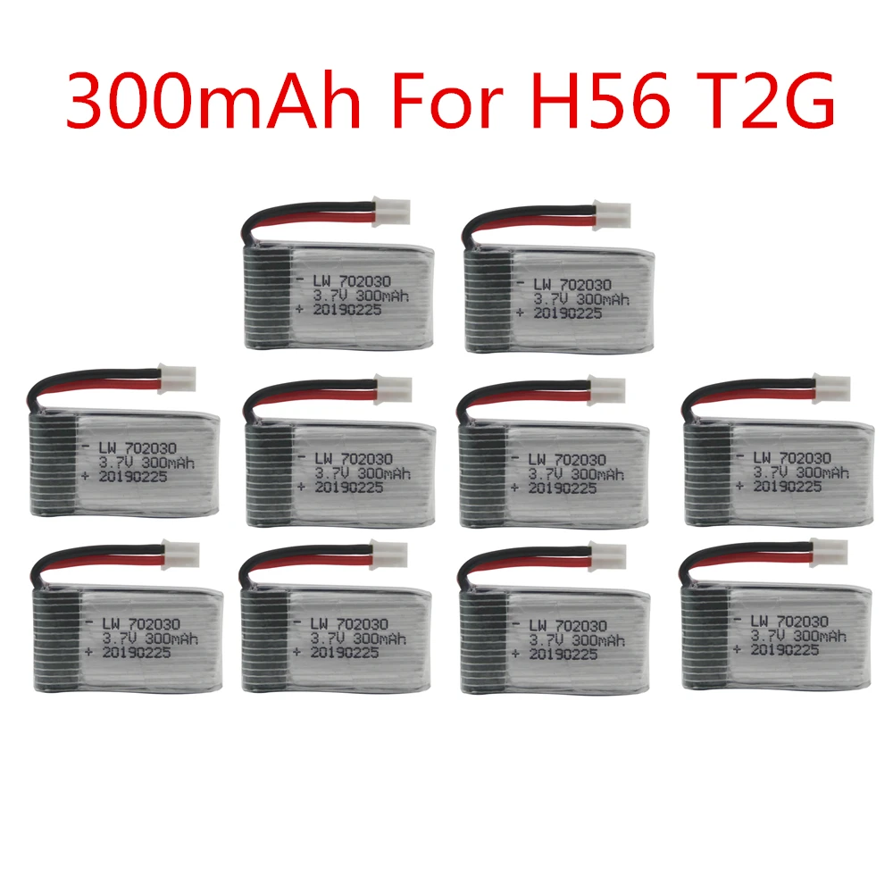 H56 Battery 3.7V 300MAh untuk H56 T2G Drone Baterai untuk RC Quadcopter Spare Part Baterai Lipo 10 Buah/Set