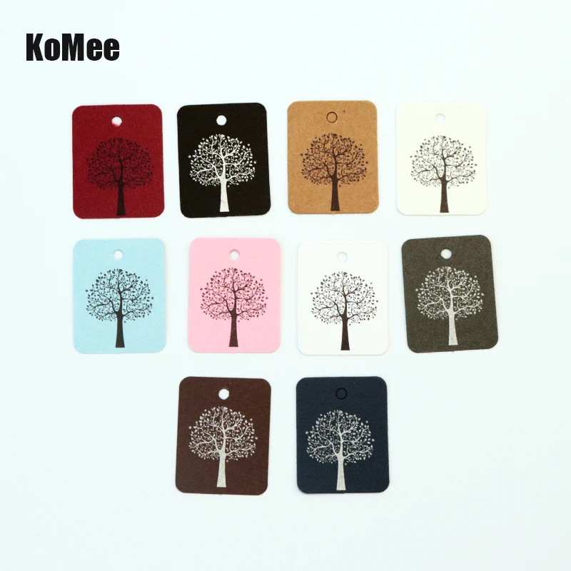 Hot Sale 100pcs/lot 2.6x3.3CM White Paper Clothing Price Tags Jewelry Gift Hang Tags Tree Print Square Label Jewelry Cards