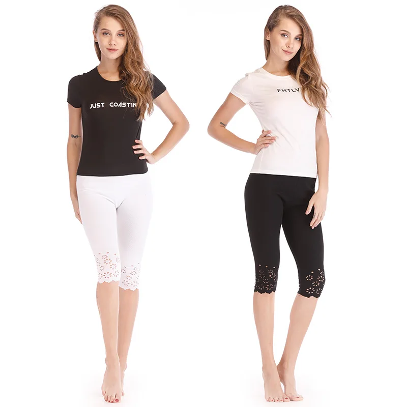 Leggings d'été pour femmes, pantalon moulant court, jegging amissié, push up, pantacourt, mi-mollet