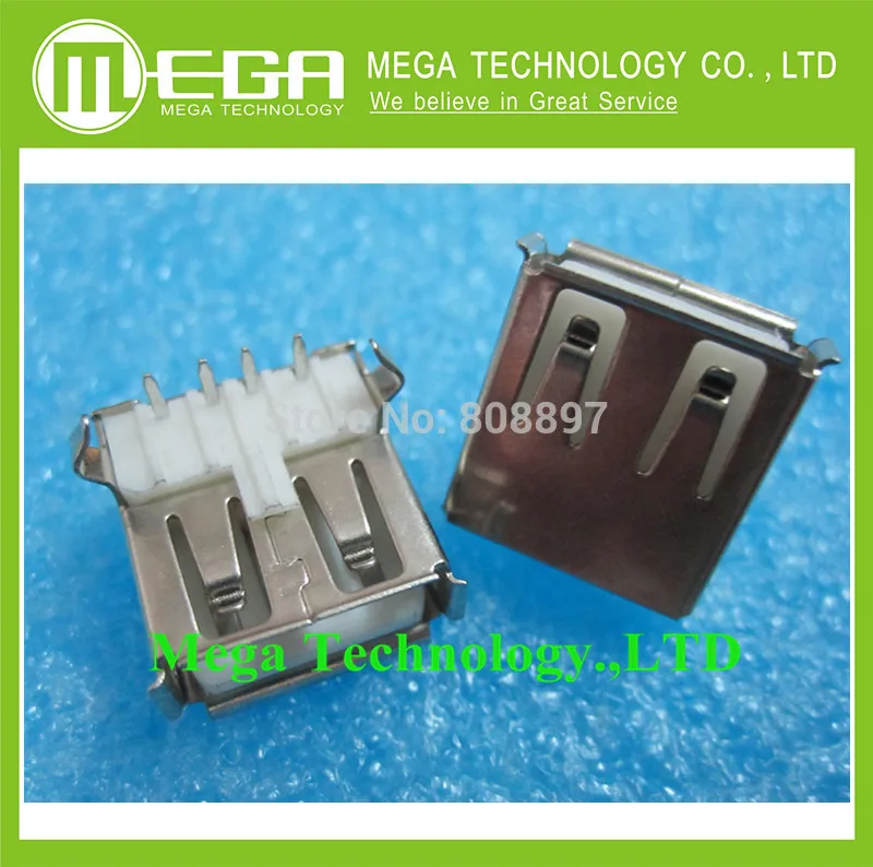 20PCS USB-A mother A female USB socket base 90 degrees bend curved needle USB - type A