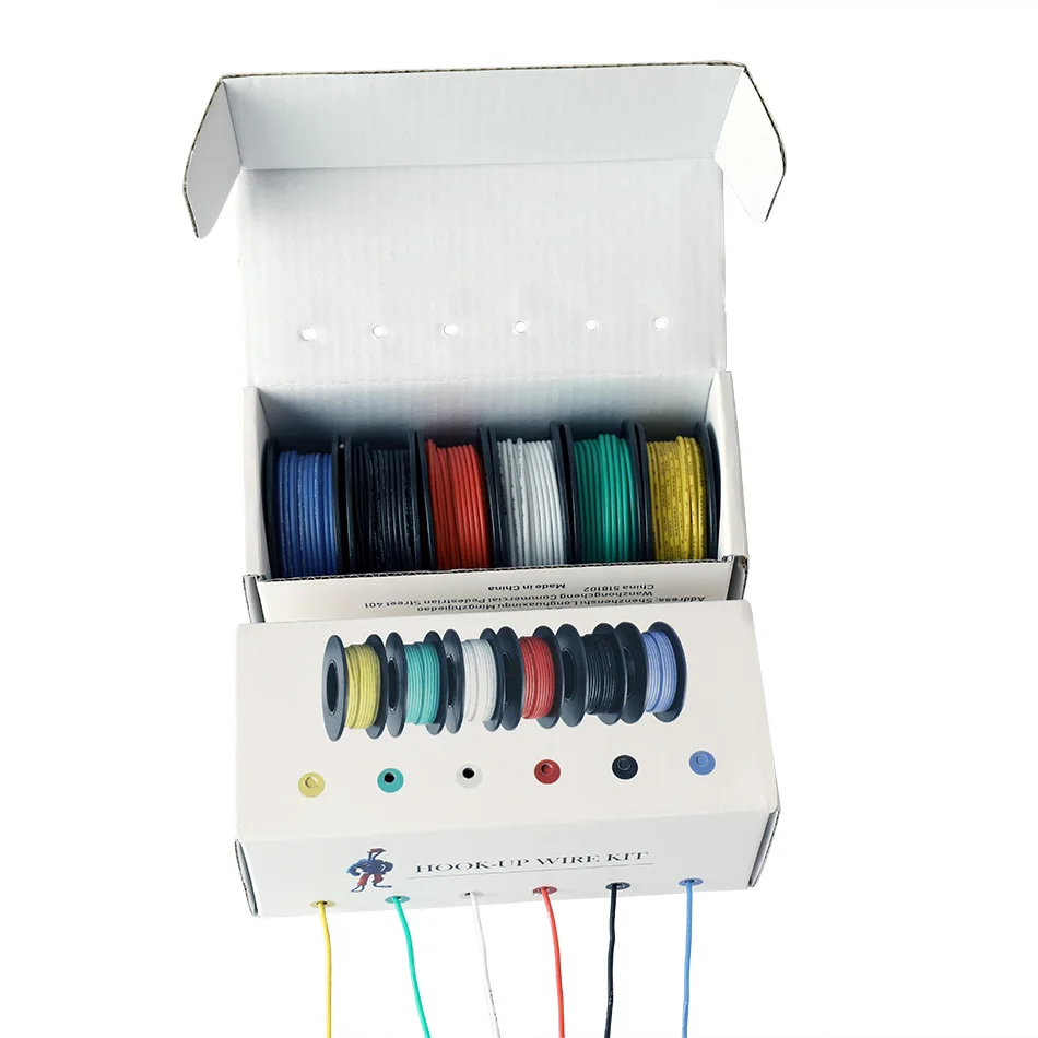 30m/box 98ft Hook-up Stranded Wire 18 AWG UL1007 PVC Insulated Electrical Wire Tinned Copper 300V 6 Colors for DIY Toys Lights