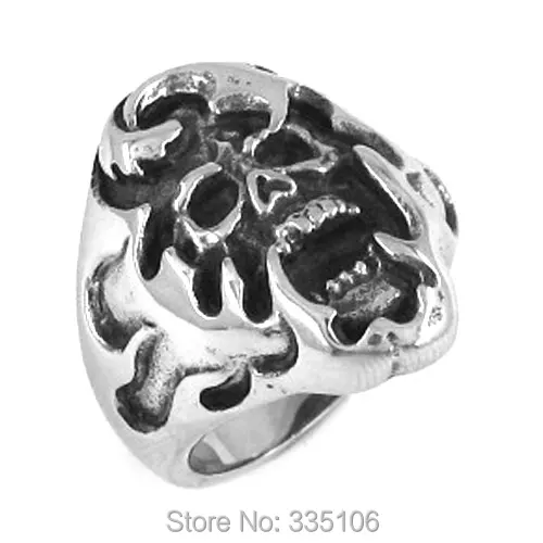 Free shipping! Gothic Flame Skull  Ring Stainless Steel Jewelry Classic Men Motor Biker Ring SWR0179