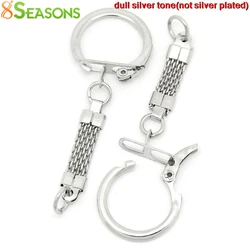 8SEASONS 30PCs Key Chains Silver Color Metal Key Rings Trinket Car Key Holder Jewelry 6.2cm x 2.3cm,Key Chains Length:3.8cm