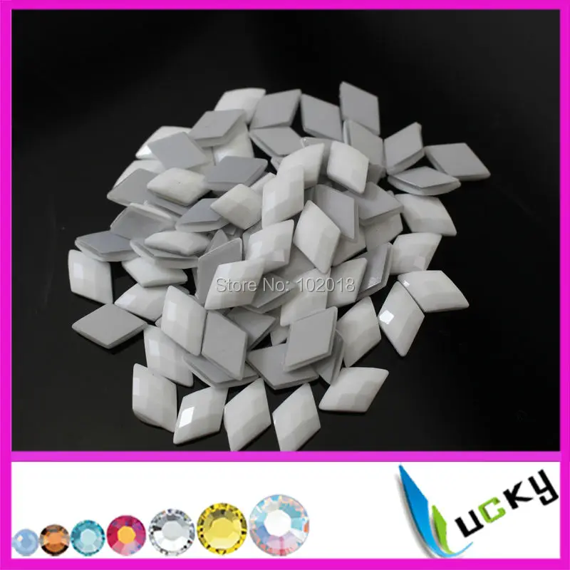 

1440PCS 8*13mm diamond shape opal white color hotfix epoxy resin flatback pearl rhinestone hotfix perfect faceted look pearl