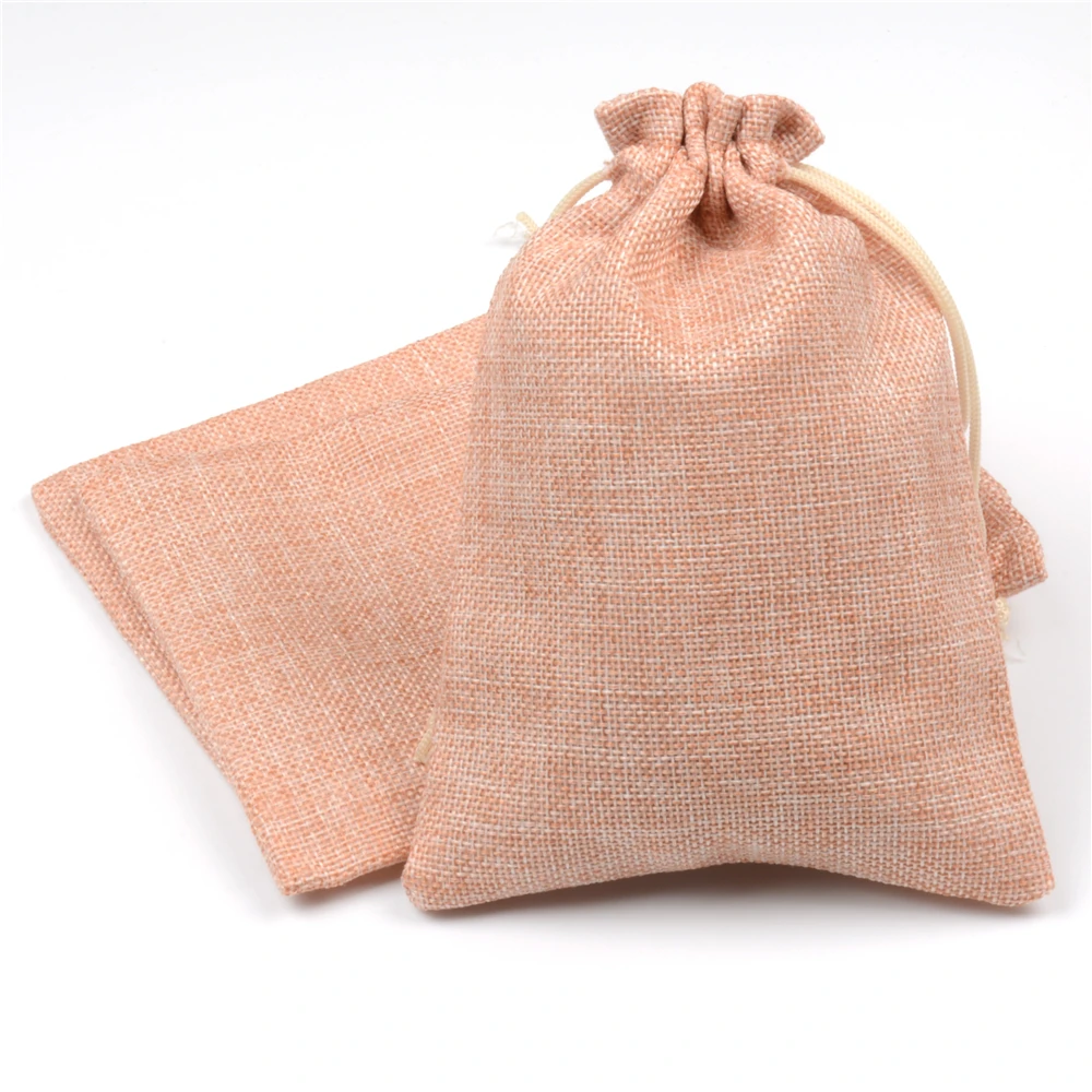 

Rustic Natural Burlap Bags Candy Gift Drawstring Jute Bag Wedding Favors Packaging Pouches Wedding Decor Pink 13x18cm 100pcs/lot