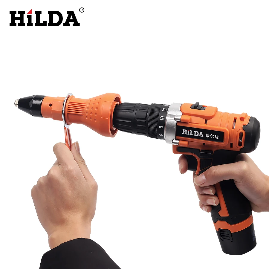 HILDA Electric Riveter Guns Riveting Tool Cordless Riveting Drill Adaptor Insert Nut Tool Riveting Drill Adapter