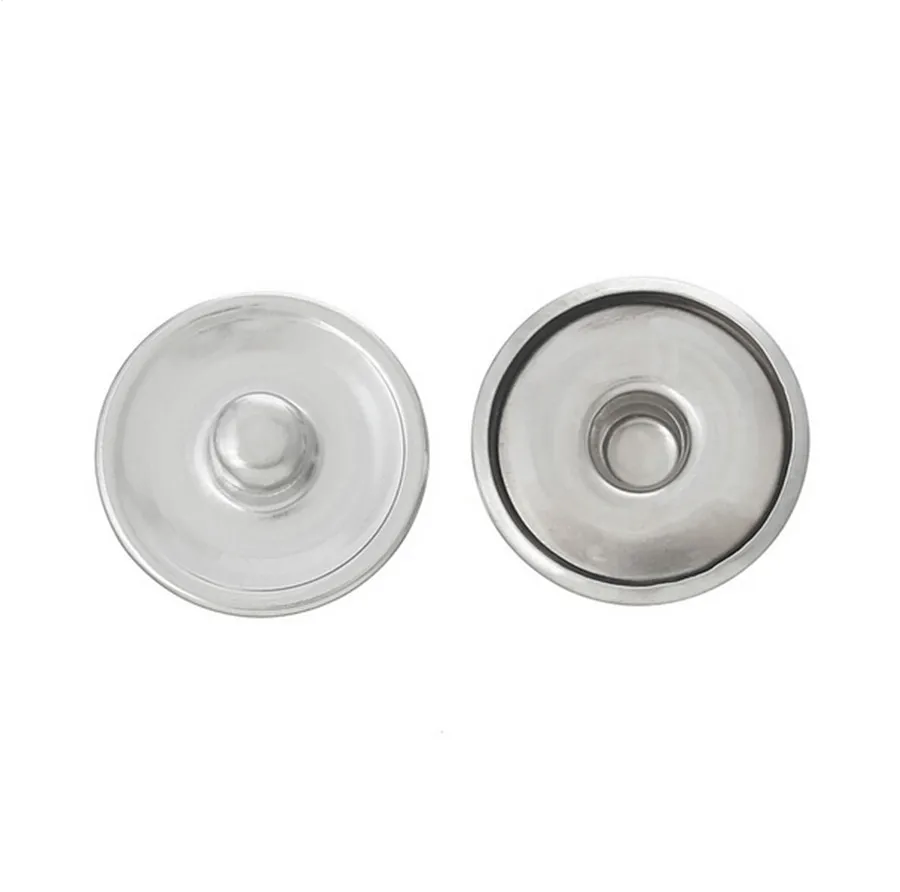 

100pcs/lot Round Snap Press Buttons For Bracelet Necklace Jewelry Silver Button Setting Blanks Fit 18mm Cabochon Charms