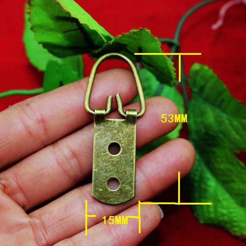 

Bronze Iron Hanging Picture Oil Painting Mirror Frame 2 Holes Hooks Hangers With Screws,53*15mm,20Pcs