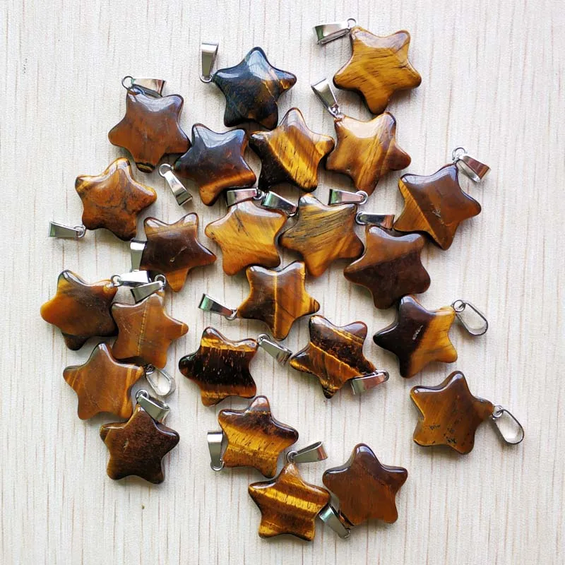 Wholesale 50pcs/lot fashion high quality natural tiger eye stone five star pendants for jewelry making  50pcs/lot free shipping