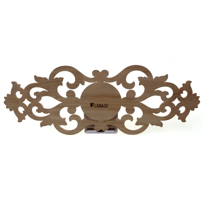 RUNBAZEF Exquisite Classic Rubber Wood Carved Applique Retro Door Heart Shaped Long Flower Figurine Miniature Ornaments