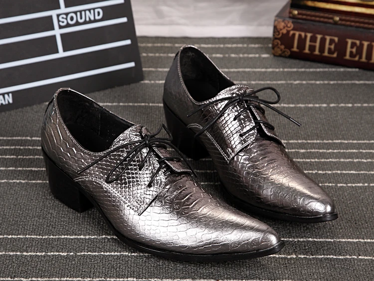 sapato social masculino crocodile skin leather high heels  loafers pointed toe dress shoes oxford shoes for men italian brand