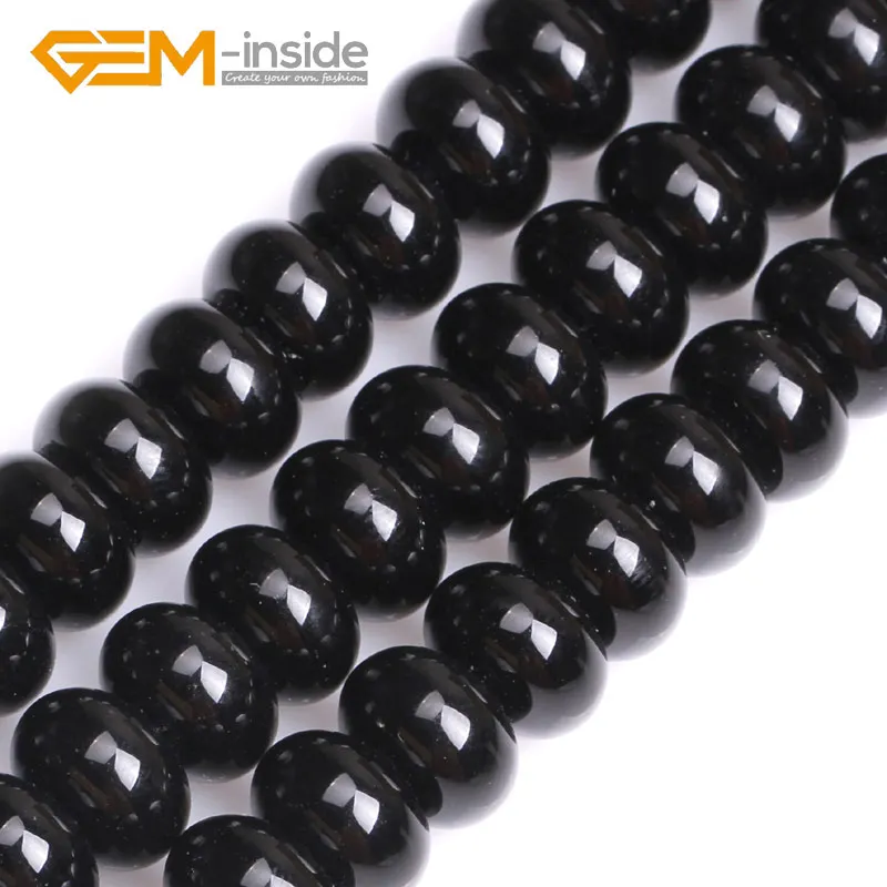 Natural Black Agates Smooth Faceted Surface Rondelle Shape Spacer Natural Bead For Jewelry Making Loose Beads 15 Inch Wholesale