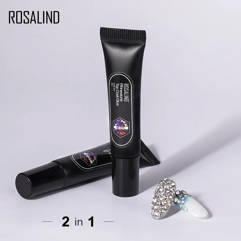 ROSALIND-esmalte de Gel UV 2 en 1 para uñas, pegamento adhesivo fuerte para decoración de uñas con diamantes de imitación, esmalte semipermanente