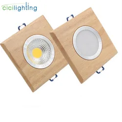 Luz descendente led cuadrada de madera maciza, focos empotrables de techo led modernos de 3W y 5W, lámpara de techo de oficina Industrial, luz de gabinete para el hogar