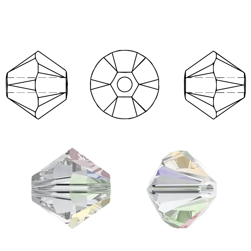 4mm shiny metall farbe doppelkegel perlen 5238 glas Perlen halb überzogene farbe Perlen kristall schmuck perlen für Schmuck Machen 120 teile/los – Detail 4