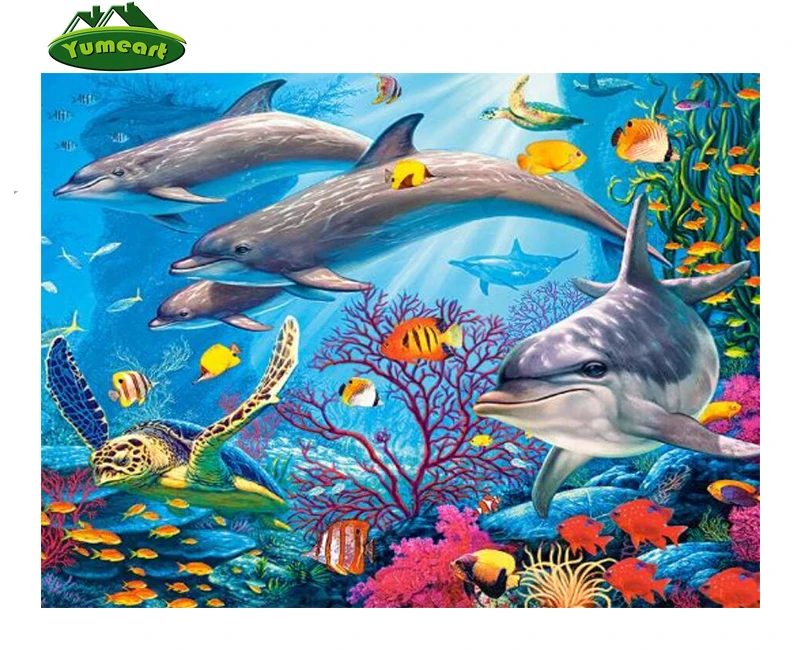 YUMEART Undersea World 5d Diy Diamond Painting Full Square Cross Stitch Embroidery Kits Mosaic Rhinestones Needlework