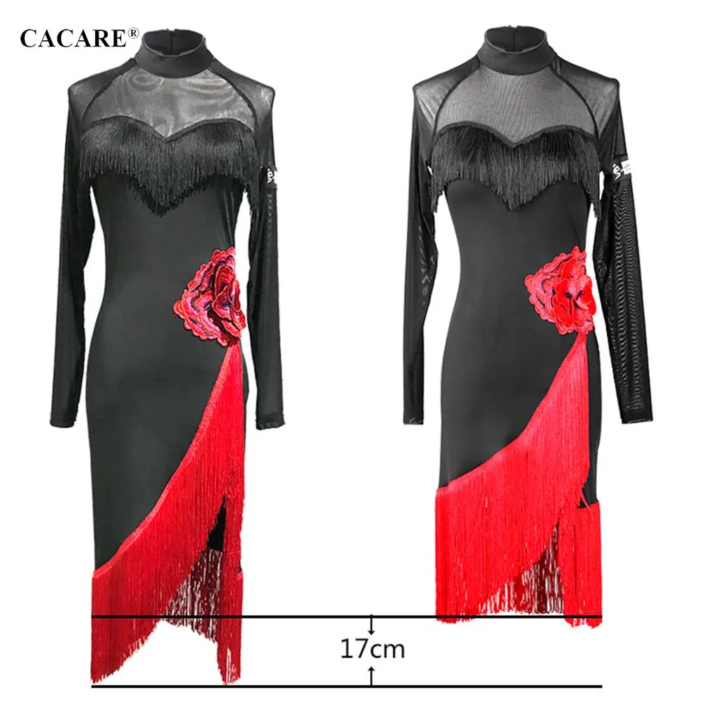 Latin Dance Dress Women Fringe Dress Salsa Tango Gatsby Flapper Costume Latin Dance Competition Dresses D0027 with Applique