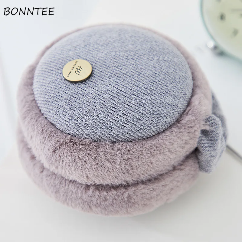 Oorbeschermers Vrouwen 2020 Winter Elegante Esthetische Eenvoudige Effen Katoen Pluche Dames Oorwarmers Mooie Koreaanse Stijl Dames Oorbeschermer