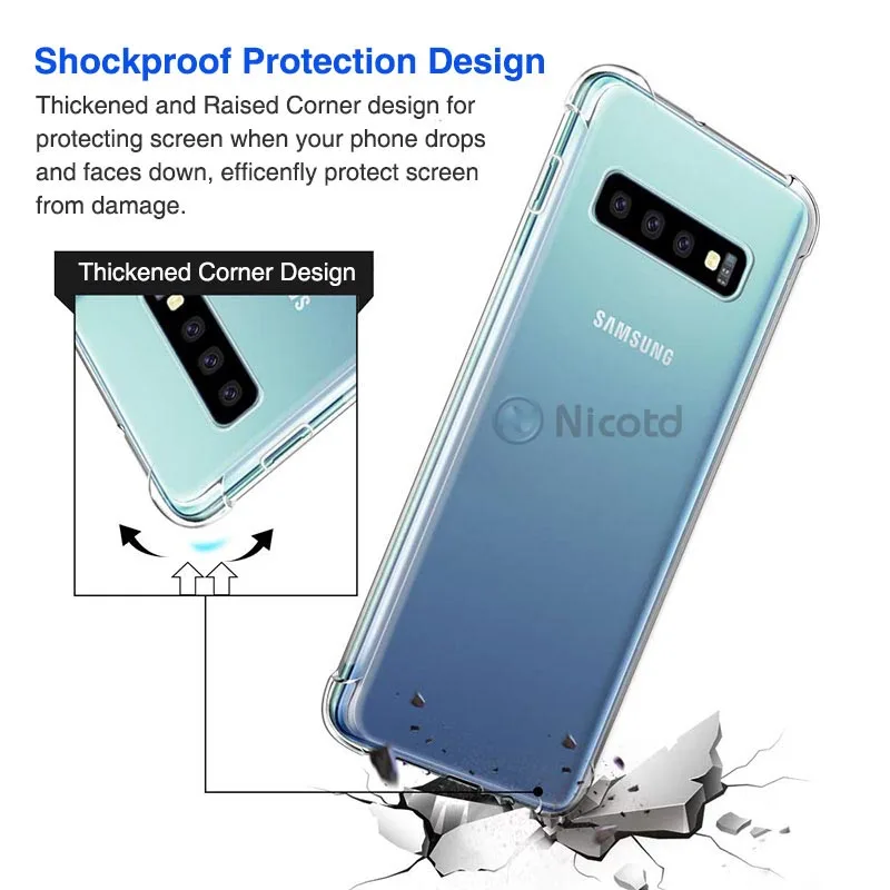 Case for Samsung Galaxy S10 Plus S10 S10e Nicotd TPU Transparent soft back cover case for Samsung Galaxy M30 A50 A30 A10 M20 A8s