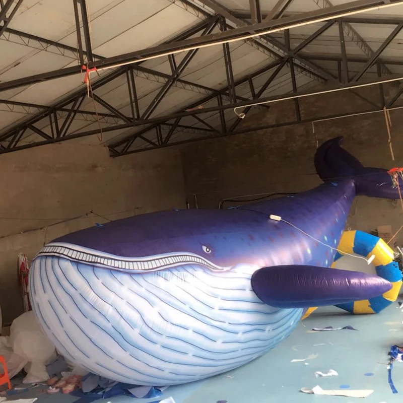 Customized printed advertising giant inflatable shark inflatable whales for events