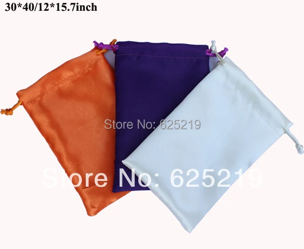 30*40cm/12*15.7inch soft satin drawstring bag gift packaging wedding pouch one color or mix color 25pcs/lot  for sale