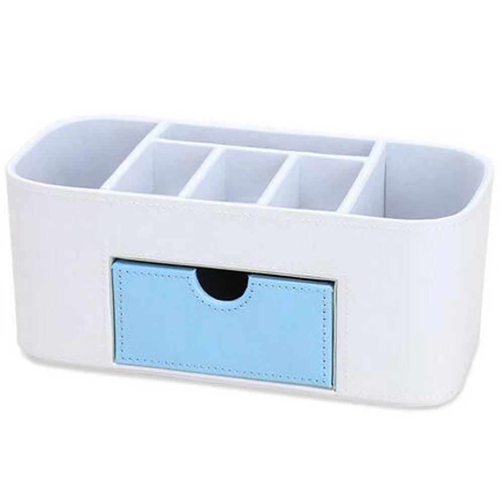 XRHYY Home & Office Matching Leather Pen Holder Desktop Practical Multi-Function Stationery Storage Box Cosmetic Brush Storage