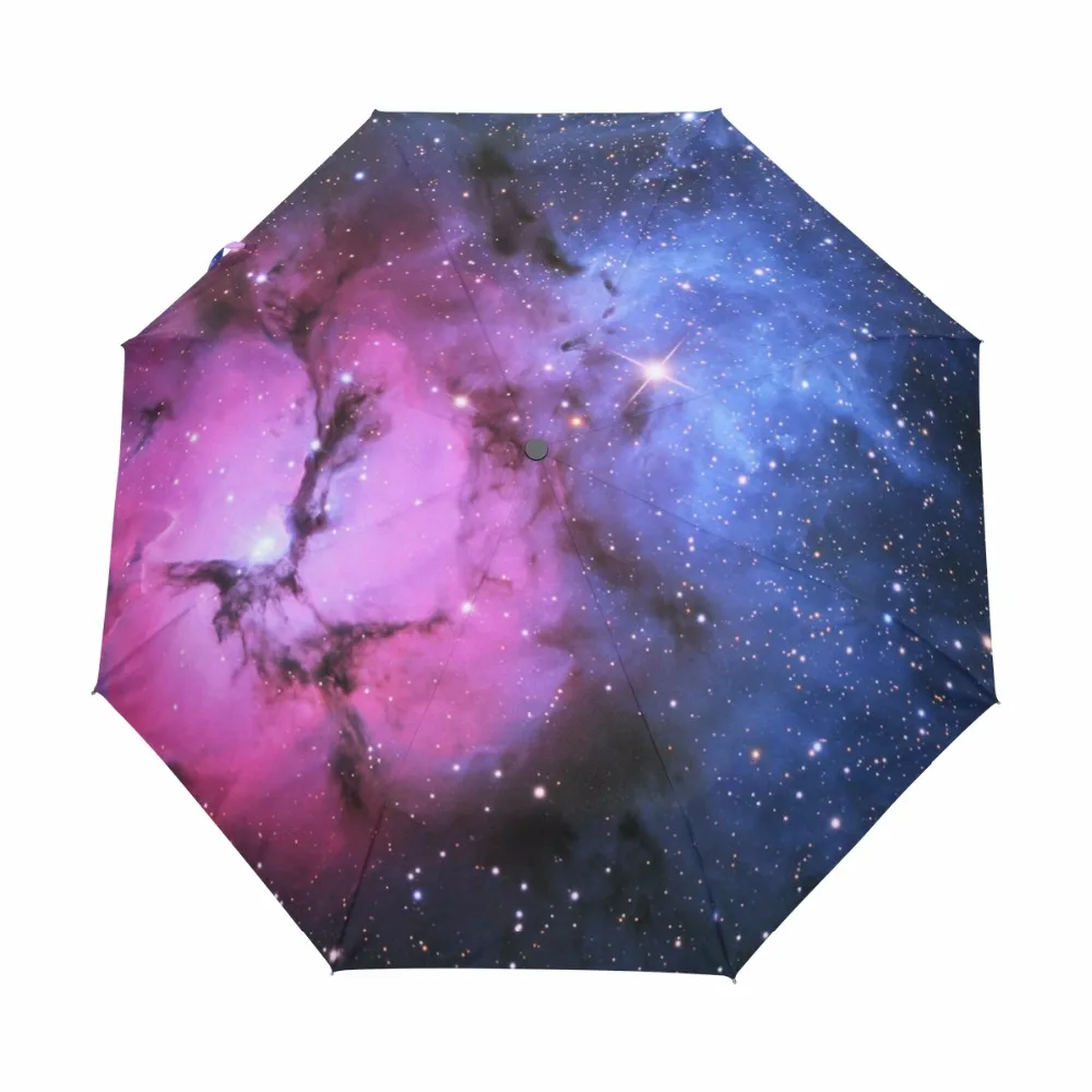 

Beautiful Starry Sky Printed Women Umbrella Men Three Folding Fashion Umbrellas Anti-UV Fully Automatic Umbrella Male Paraguas