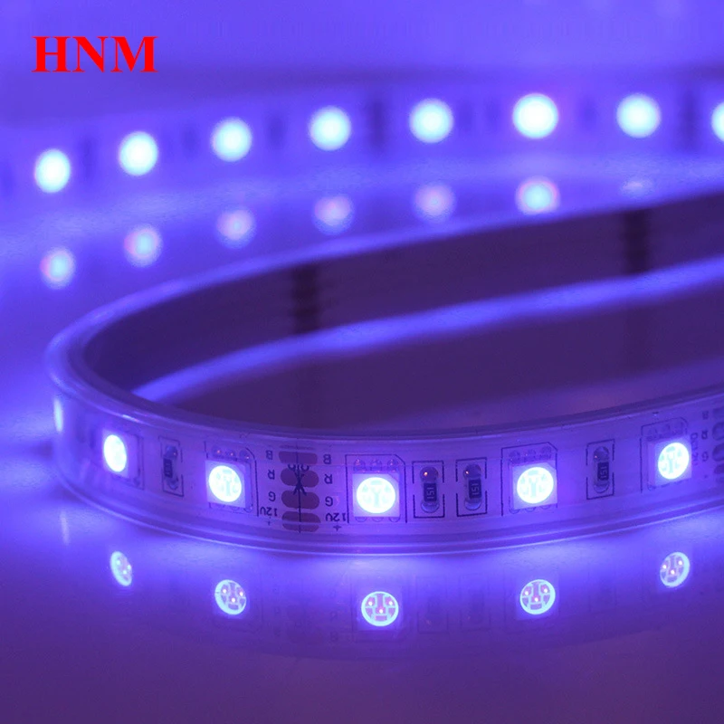 12V 5050 60LEDs/m Purple Flexible LED Strip Light Flexible Tape SMD5050 White PCB Waterproof silicon tube IP67 Purple LED Lights