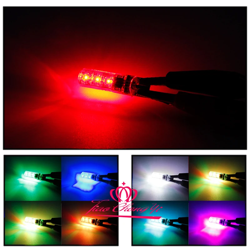 2x T10 6SMD 5050 RGB LED  Wedge Side Light Reading Lamp Bulb + Remote Control