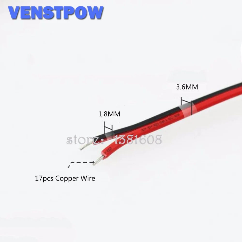 5M/Lot Red Black 2Pins 22AWG LED Extension  Thinned Copper Wire Cable with wire cross-section 0.3 PVC Insulated Wire for Car