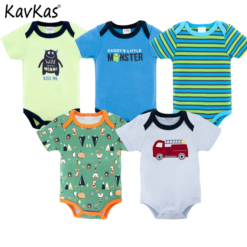 Kavkas 2018 5pieces/lot Baby Bodysuit Set Summer Wear Short Sleeve Body Cotton Newborn Baby Clothes For Boy&Girl bebe de roupas