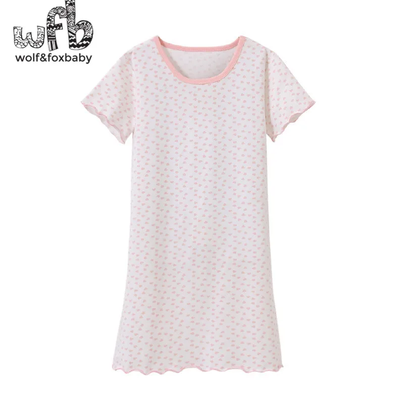 Retail 3-14 years short-sleeves cotton children's home wear nightdress girl pajamas autumn fall summer Spring sweet