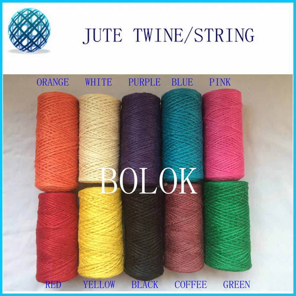 

20pcs/lot Twisted Rope Fiber Jute Twine(2ply 1.5mm,100m/piece) Rope Cord String Craft DIY Gift 10 Colors to choose