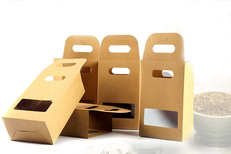 

10*15.5*6cm 20pcs Natural Brown Stand Up Kraft Paper Bags Boxes Recyclable Wedding Gift Jewelry Food Package Paper Box