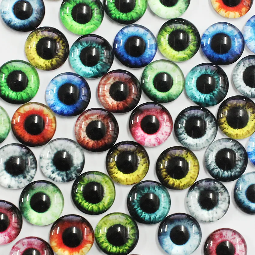 12mm  Dragon Eyes Round Glass Cabochon Flatback photo Jewelry Finding Cameo Pendant Settings  In Pairs 50pcs/lot K05365