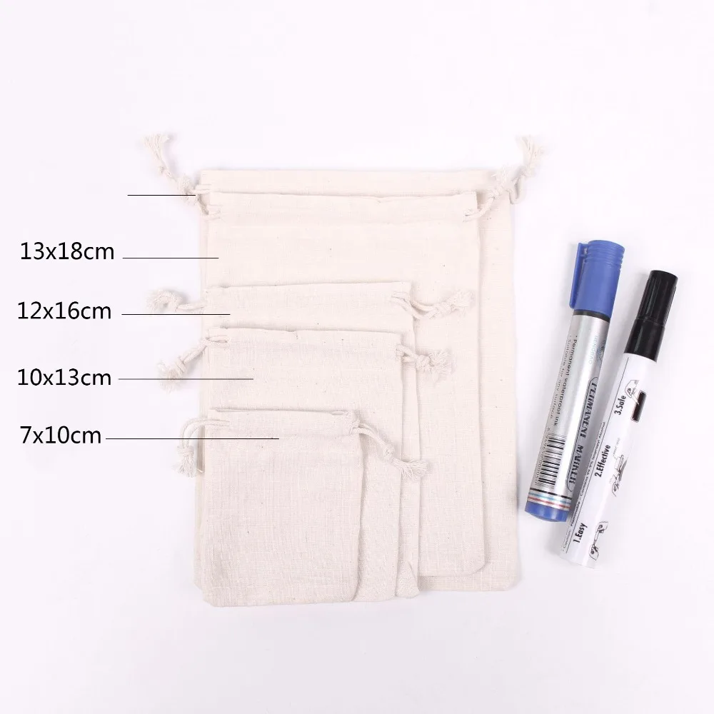 50PCS Baumwolle Beutel Schmuck Verpackung Reine Baumwolle Kordelzug Tasche Party Make-Up Hochzeit Lagerung Geschenk Tuch Verpackung Tasche Individuelles Logo – Detail 2