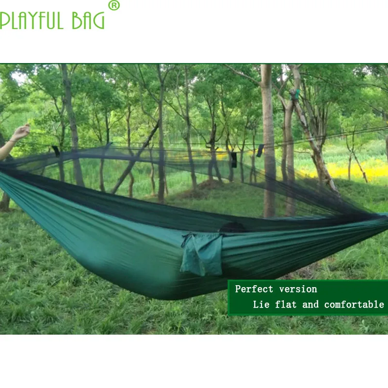 290*140cm Indoor Nylon Double hammock with mosquito nets outdoor supplies recreational breathable beds Perfect version AZI22