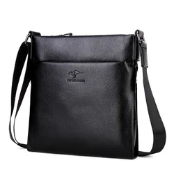 Bolso de mensajero de cuero suave para hombre, bandolera informal con patrón de lichi, a la moda, nueva marca