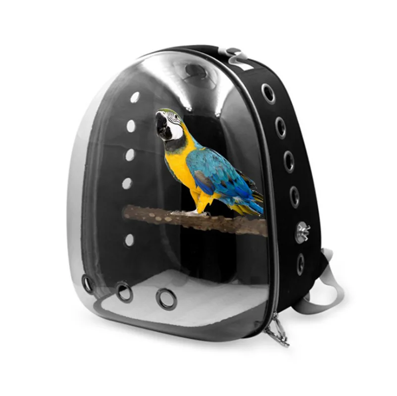 

Outdoor Bird backpack With feeder Parrot Carriers Cage Parrot Bag With Wood Perch Pet Breathable Space Capsule Backpack