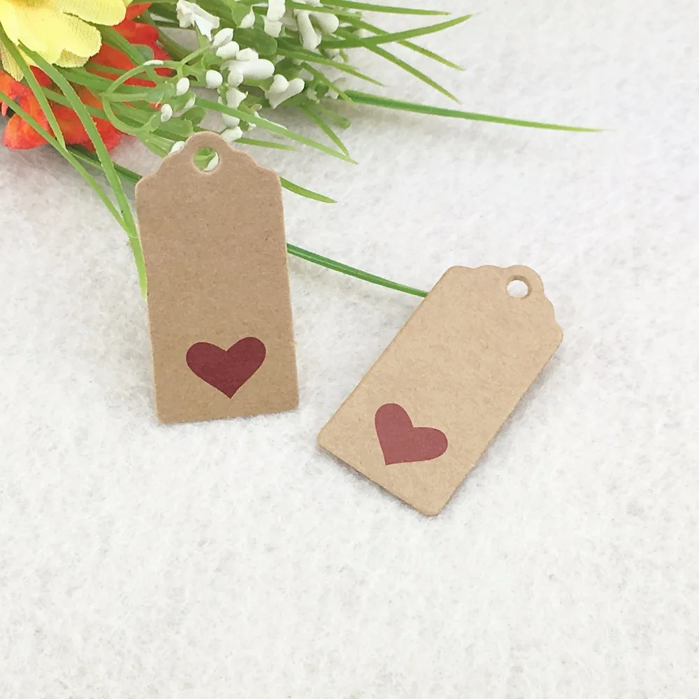 1000pcs/lot 4x2cm Kraft Paper Tag, Gift Tag with scalloped edge Creative DIY Paper Cards Bookmark