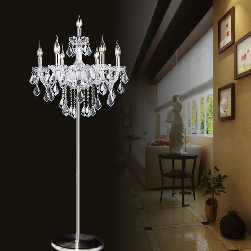 5-7 arms Led glass candlestick Tall table lamps for Opening ceremony wedding candle holders led floor lamp crystal candelabra