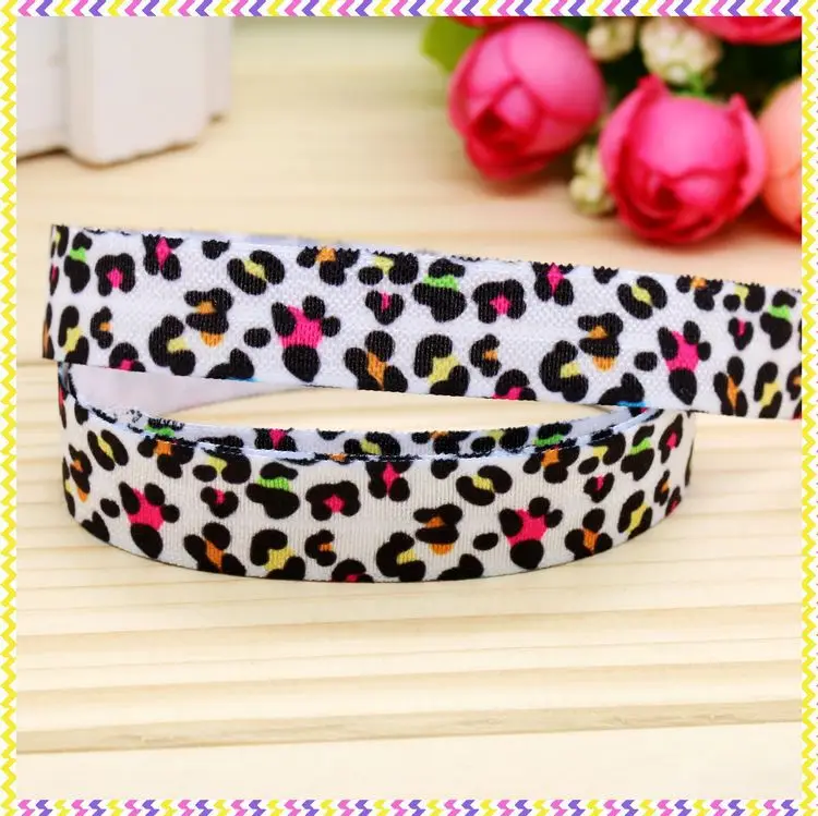 5/8 inch  Elastic FOE leopard printed headband headwear diy hair band wholesale OEM H4269