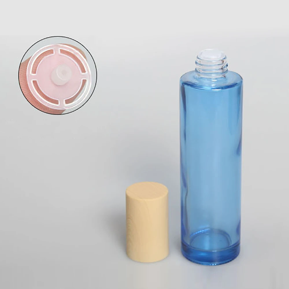 100pcs 100ml blue glass bottle with cap, 100cc cream/lotion/perfume/toner cosmetic tool