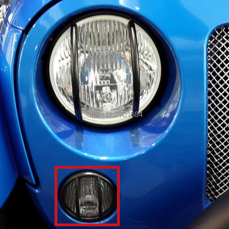 Black Front Turn Signal Lights Protector Guard Cover For Jeep Wrangler JK 07 08 09 10 11 12 13 14 2015 [QPA196]